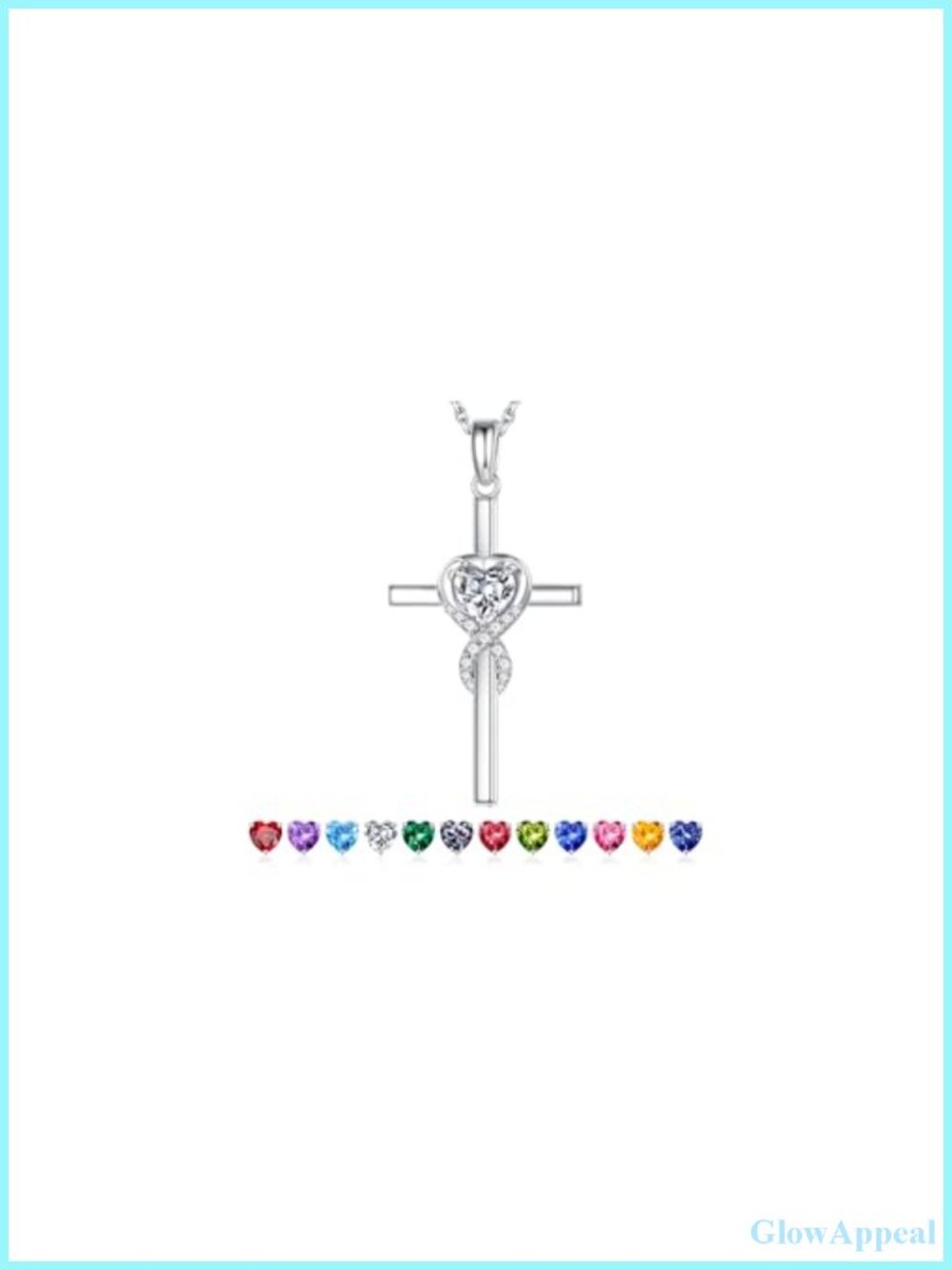 Sterling Silver Cross Pendant Necklace Birthstone White Topaz 19-21"